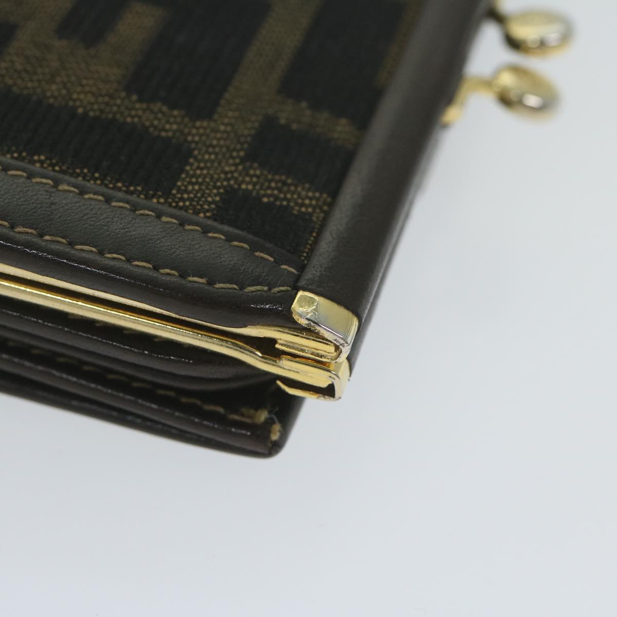 FENDI Zucca Canvas Wallet Black Brown ar11107