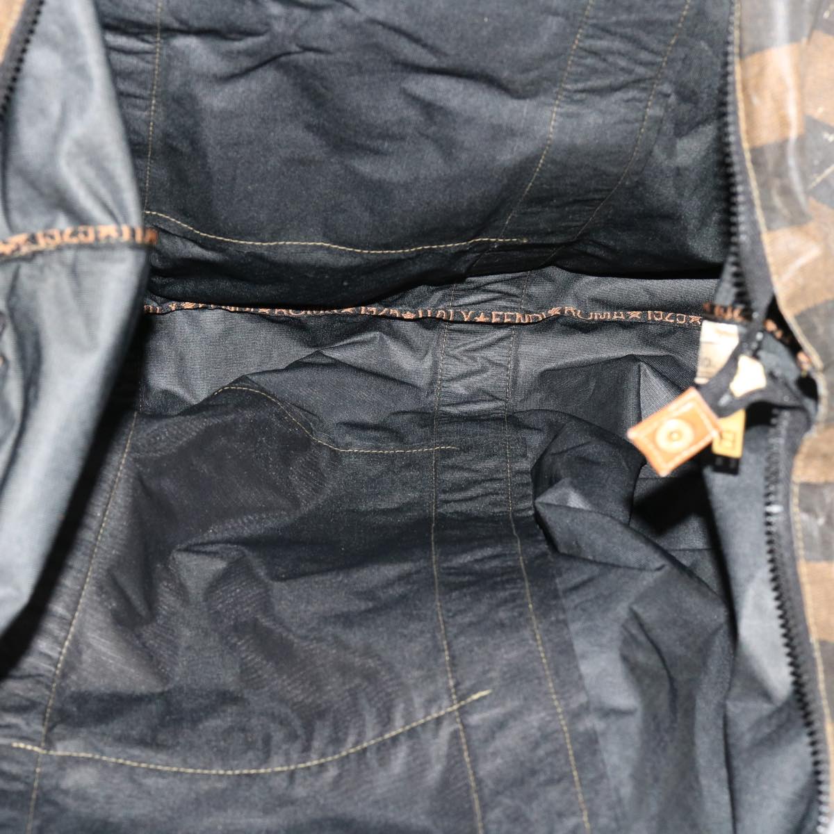 FENDI Pecan Canvas Boston Bag Black Brown ar11139