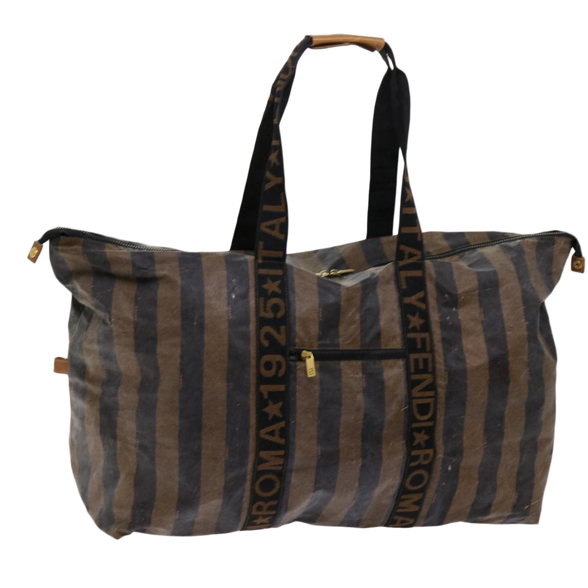 FENDI Pecan Canvas Boston Bag Black Brown ar11139