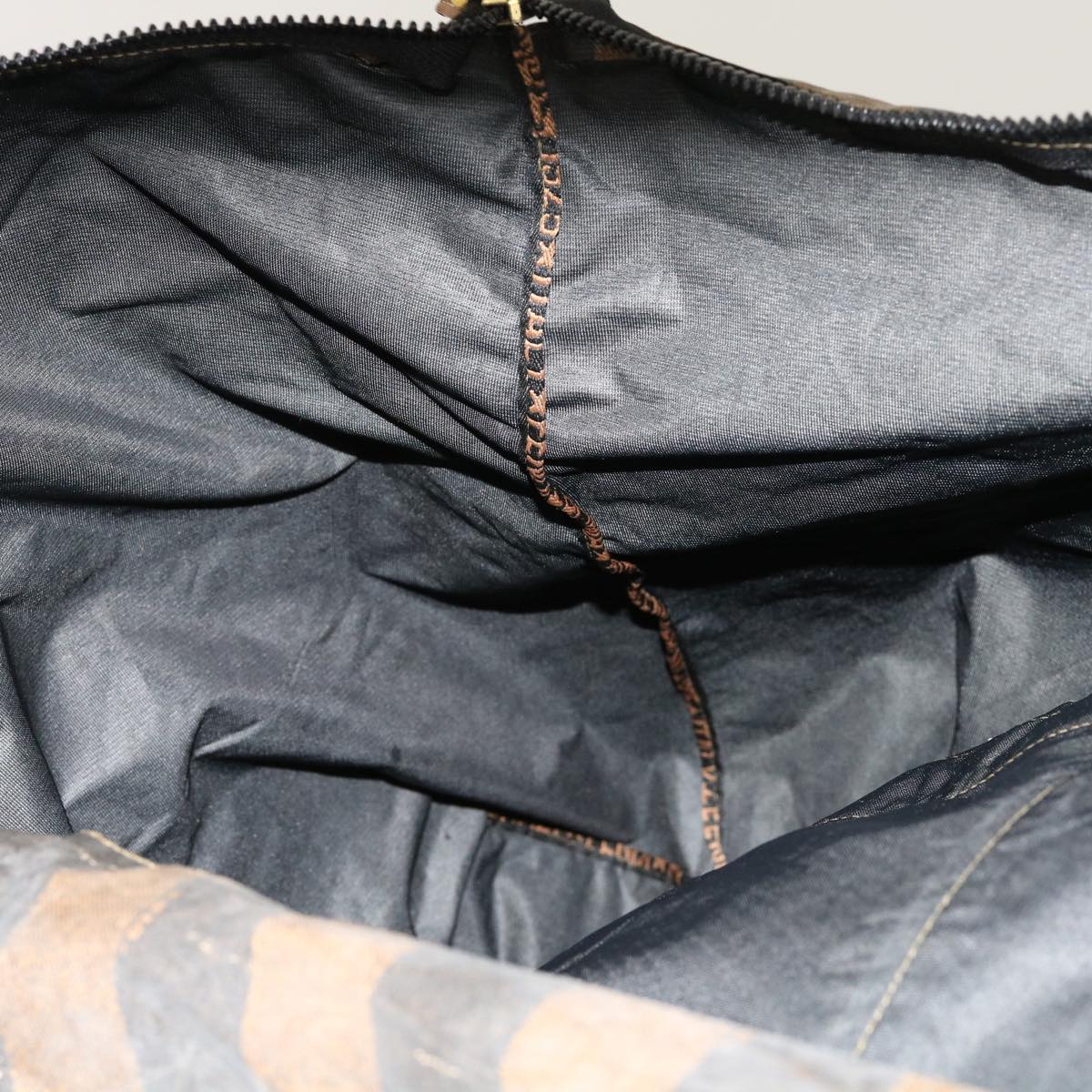 FENDI Pecan Canvas Boston Bag Black Brown ar11139