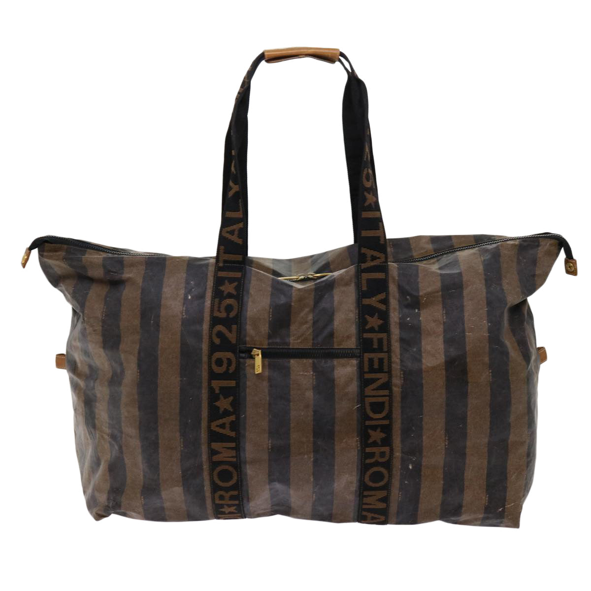 FENDI Pecan Canvas Boston Bag Black Brown ar11139