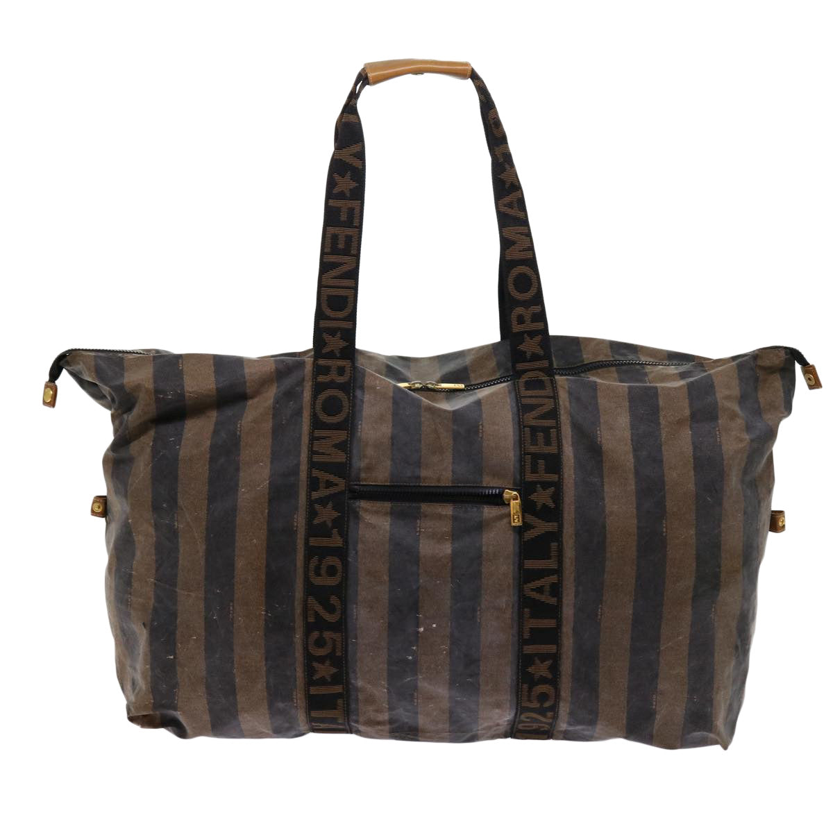 FENDI Pecan Canvas Boston Bag Black Brown ar11139
