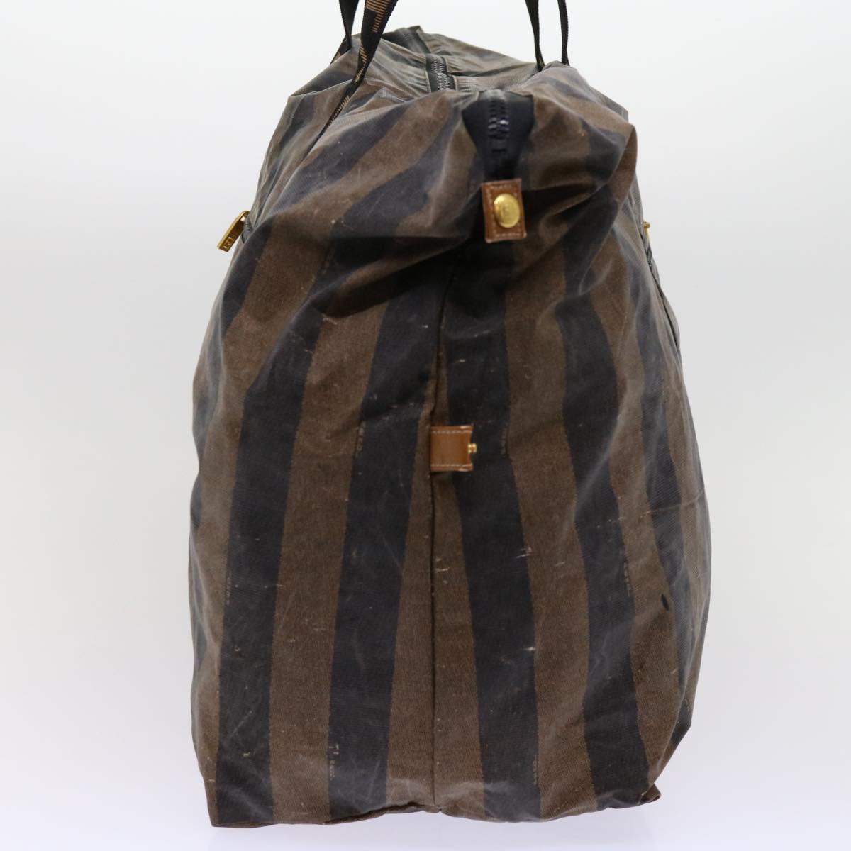 FENDI Pecan Canvas Boston Bag Black Brown ar11139