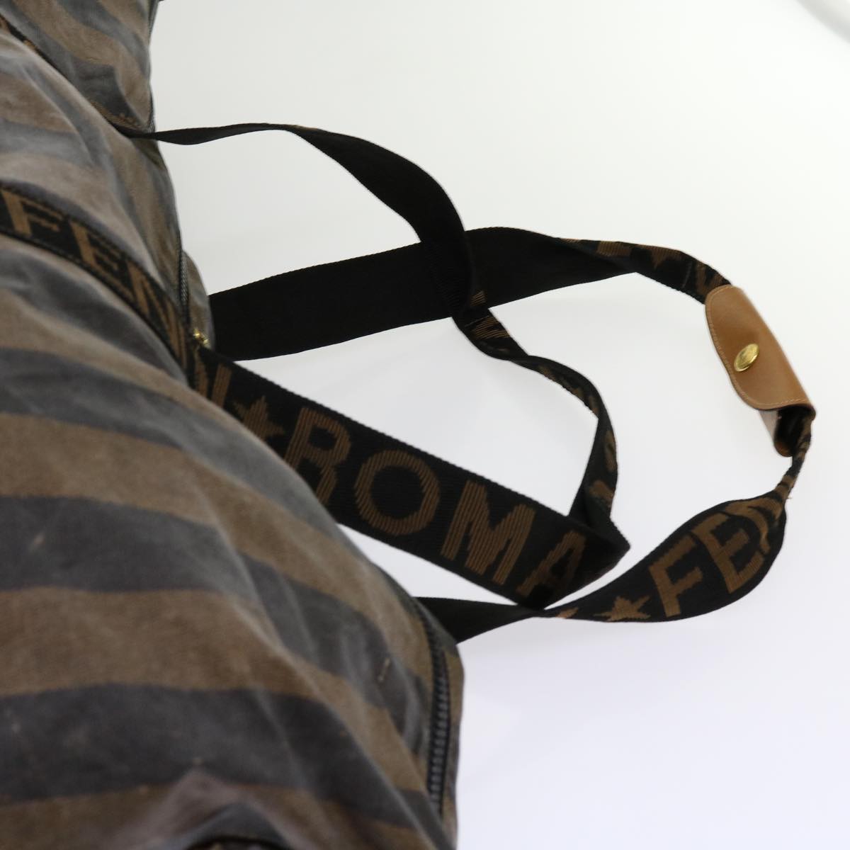 FENDI Pecan Canvas Boston Bag Black Brown ar11139