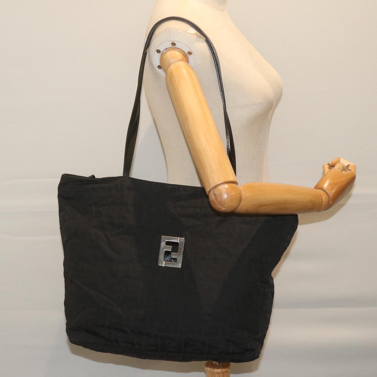 FENDI Zucca Canvas Tote Bag Black ar11225