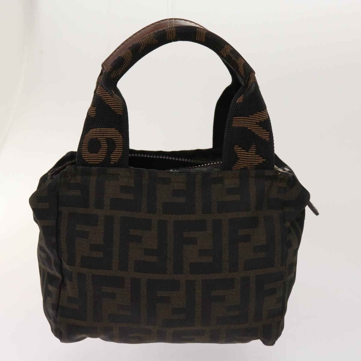 FENDI Zucca Pecan Canvas Hand Bag Nylon 3Set Brown Black ar11235