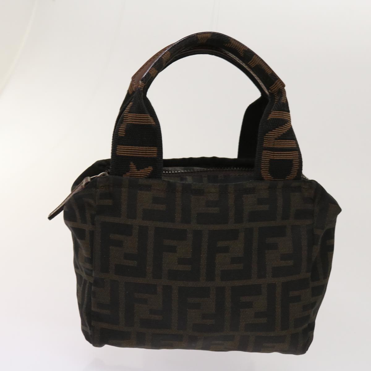 FENDI Zucca Pecan Canvas Hand Bag Nylon 3Set Brown Black ar11235