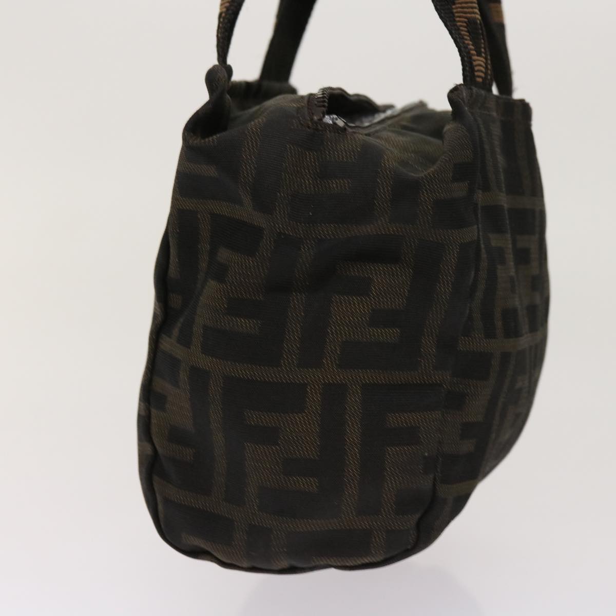 FENDI Zucca Pecan Canvas Hand Bag Nylon 3Set Brown Black ar11235