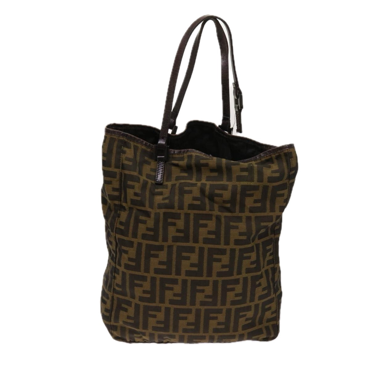 FENDI Zucca Pecan Canvas Hand Bag Nylon 3Set Brown Black ar11235