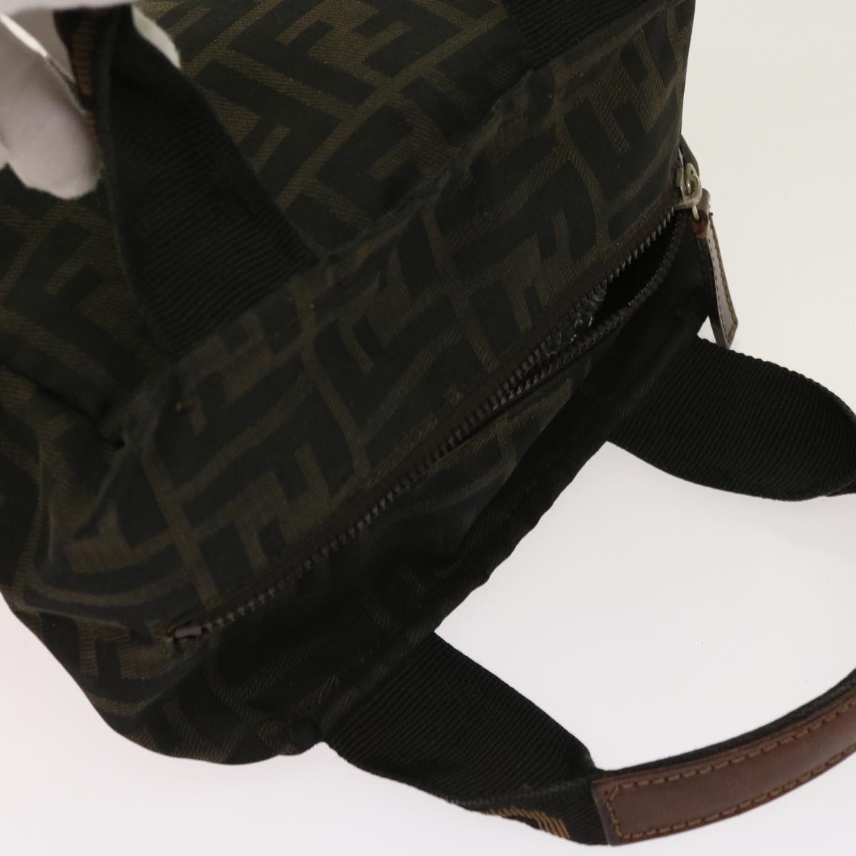 FENDI Zucca Pecan Canvas Hand Bag Nylon 3Set Brown Black ar11235