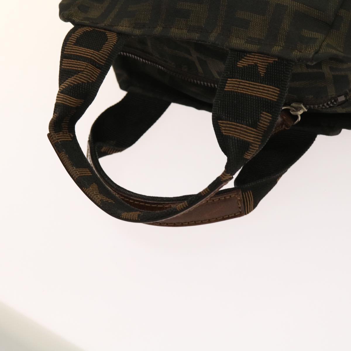FENDI Zucca Pecan Canvas Hand Bag Nylon 3Set Brown Black ar11235