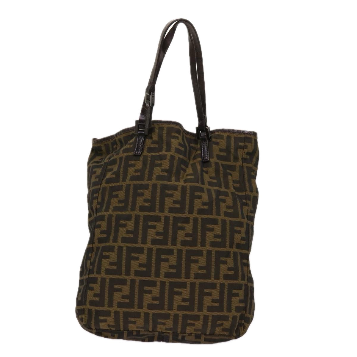 FENDI Zucca Pecan Canvas Hand Bag Nylon 3Set Brown Black ar11235