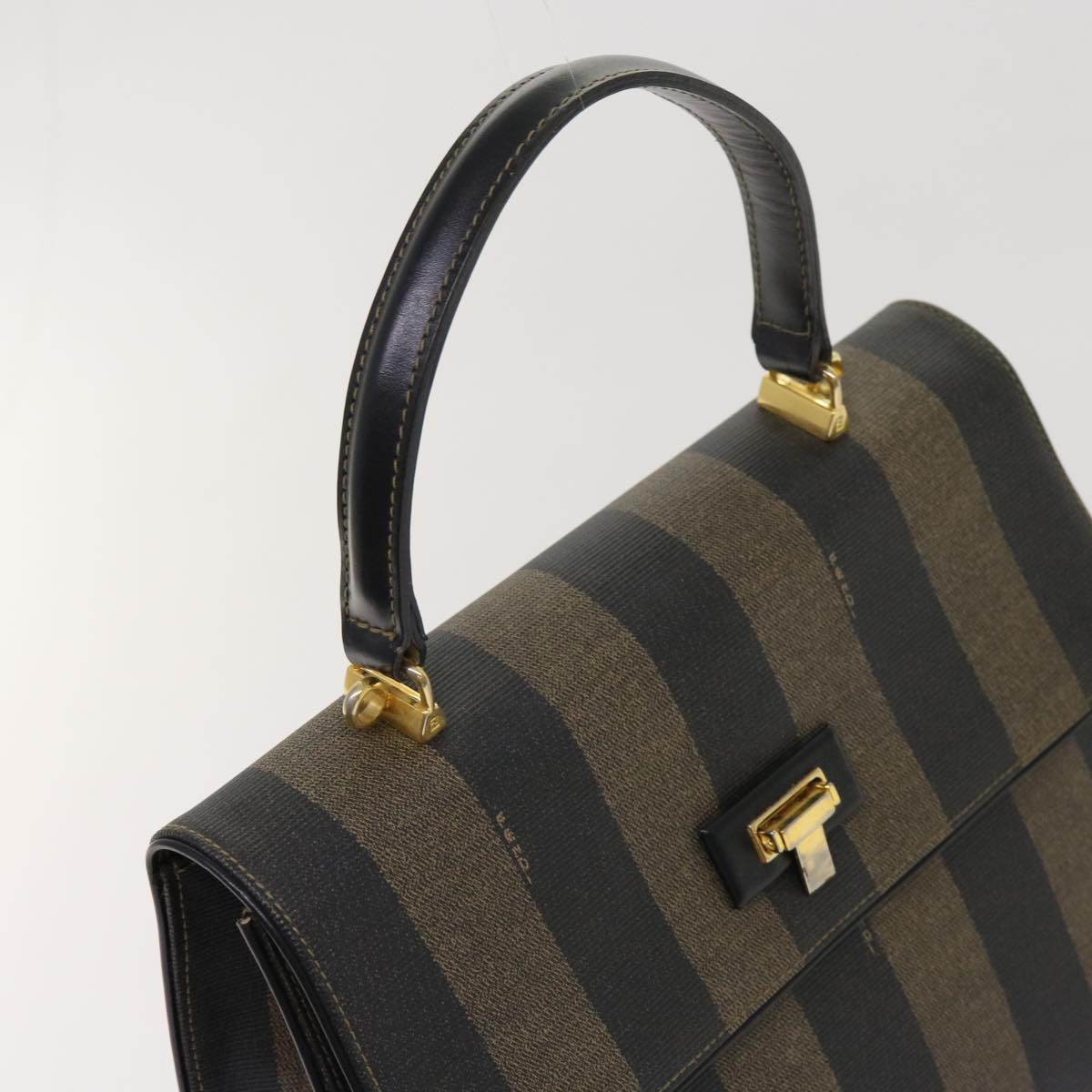 FENDI Zucca Pecan Canvas Hand Bag Nylon 3Set Brown Black ar11235