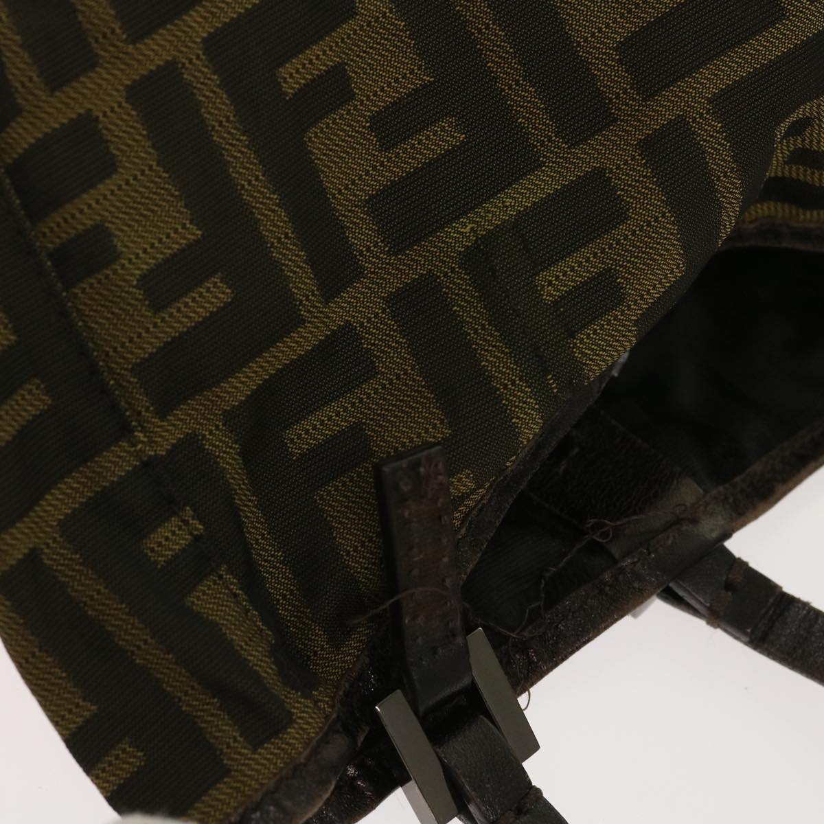 FENDI Zucca Pecan Canvas Hand Bag Nylon 3Set Brown Black ar11235