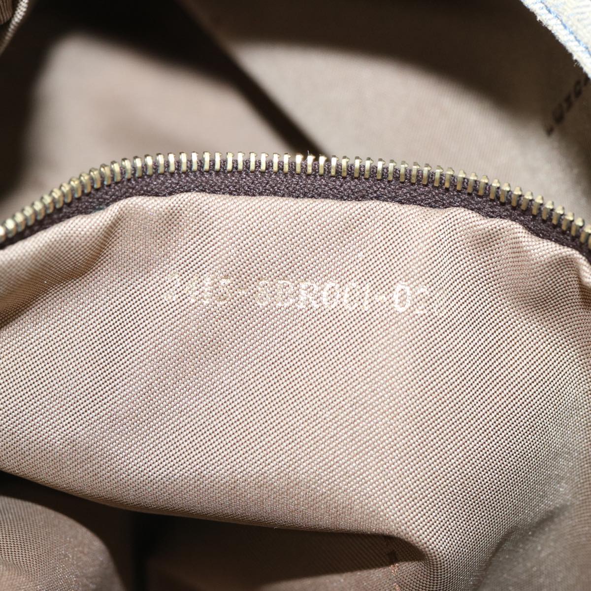 FENDI Zucchino Canvas Beads Mamma Baguette Shoulder Bag Gray ar11697