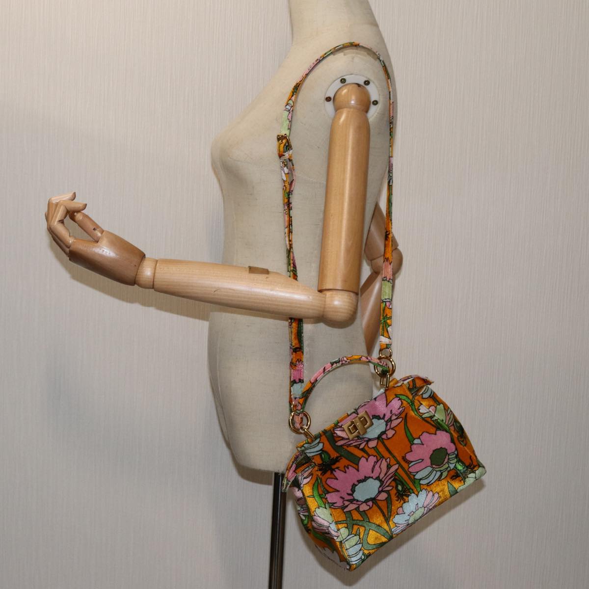 FENDI Mini Peek A Boo Hand Bag Velor 2way Multicolor ar11754A