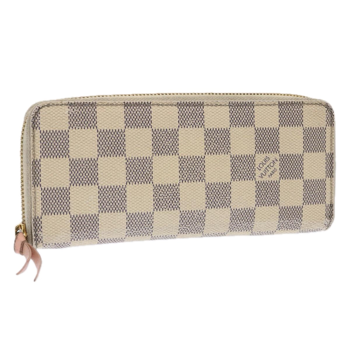 LOUIS VUITTON Damier Azur Portefeuille Clemence Long Wallet N61264 ar11756