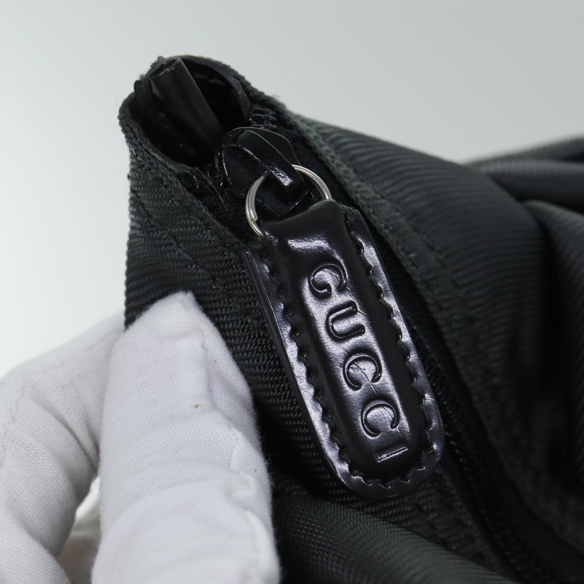 GUCCI Bamboo Hand Bag Nylon Gray 002 2854 0412 5 ar11843