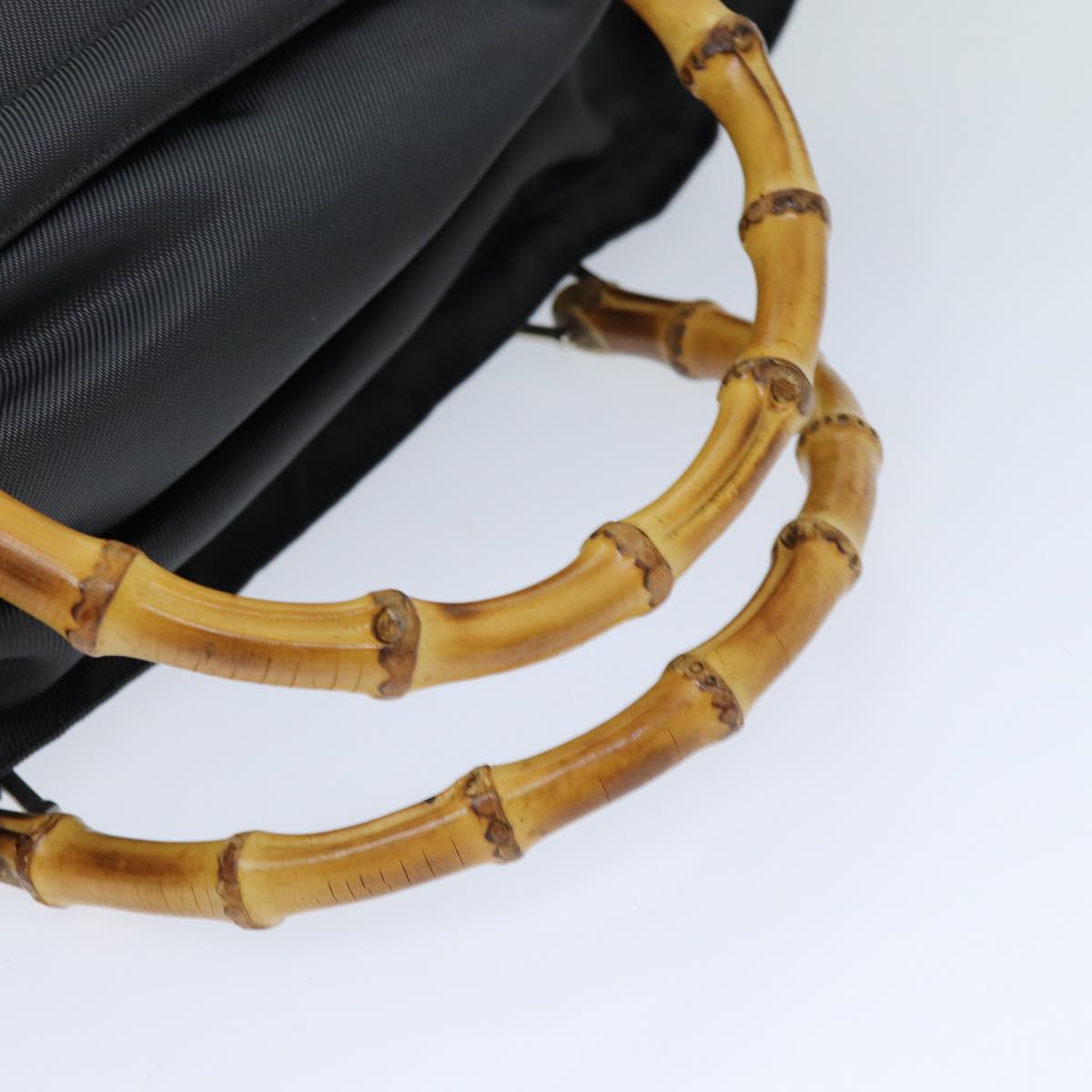 GUCCI Bamboo Hand Bag Nylon Gray 002 2854 0412 5 ar11843