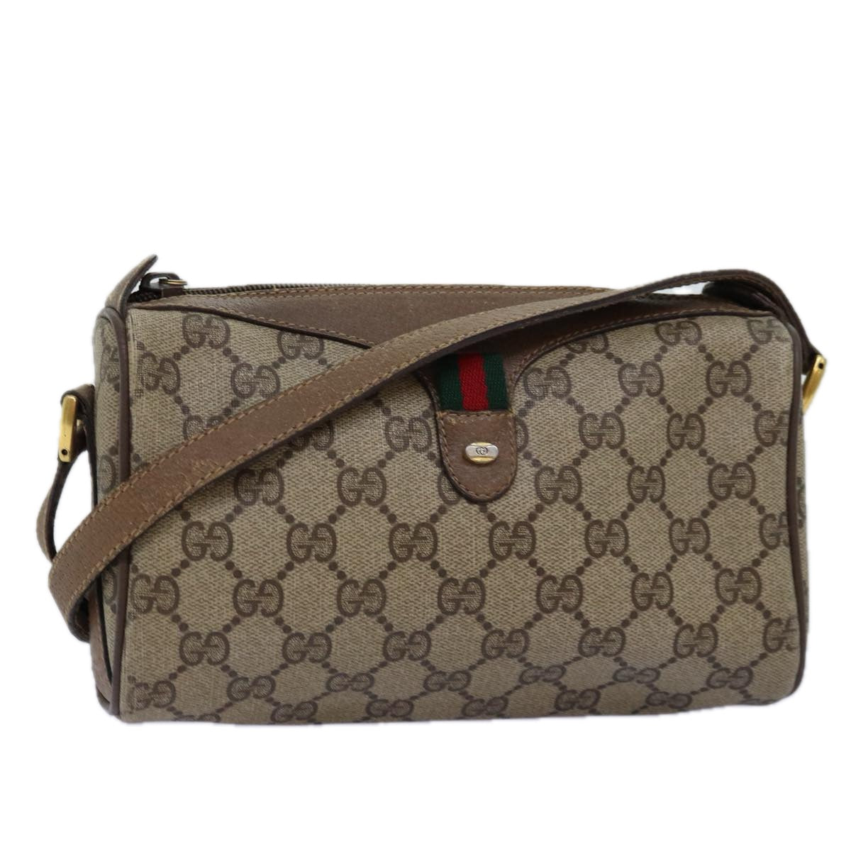 GUCCI GG Supreme Web Sherry Line Shoulder Bag Beige Red 89 02 018 ar11875