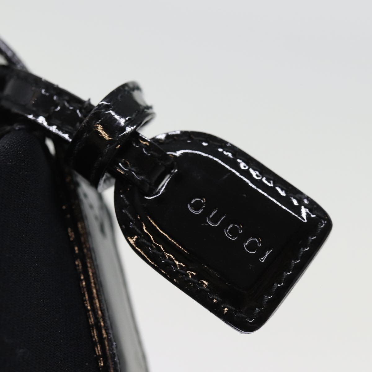 GUCCI Bamboo Hand Bag Nylon Black ar11884
