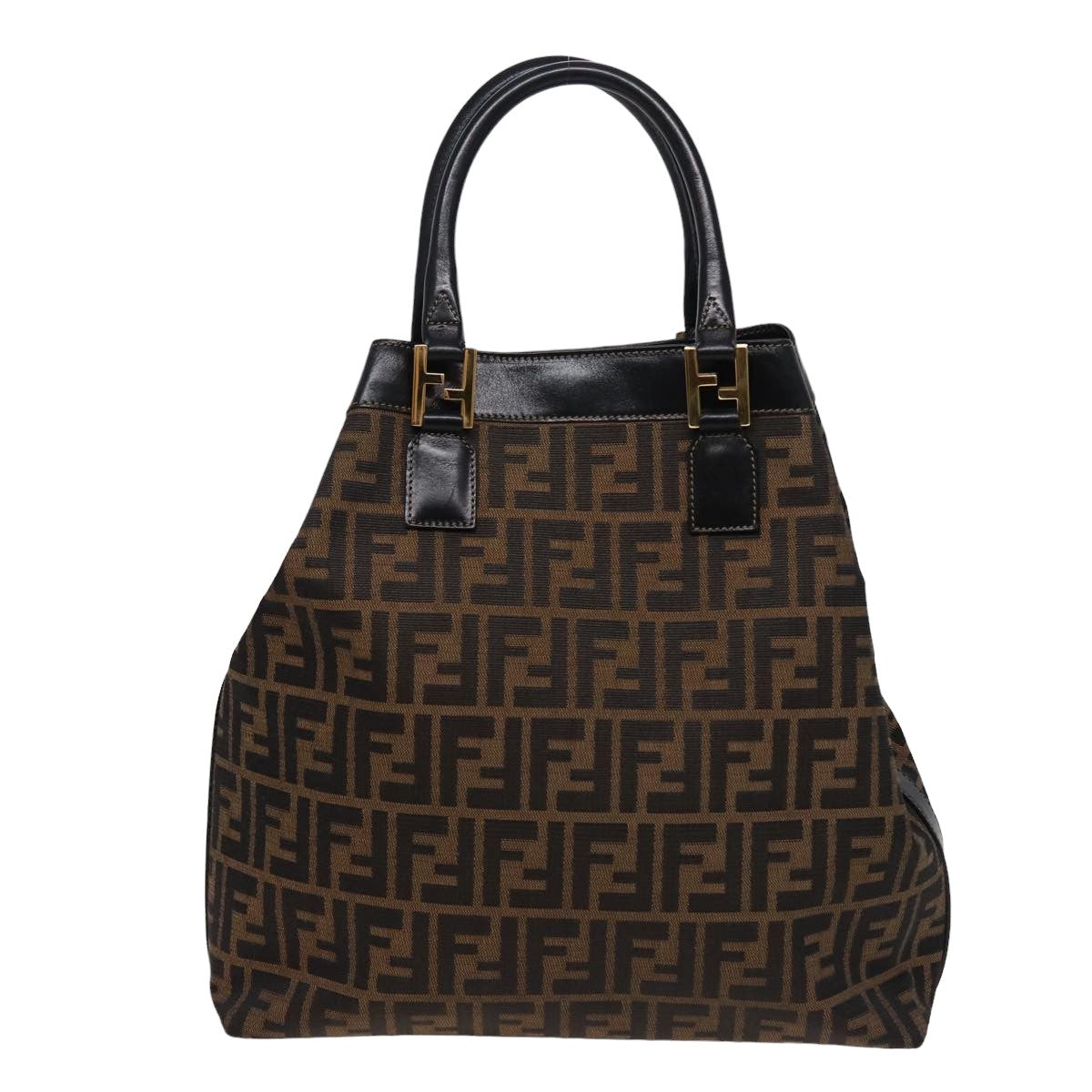 FENDI Zucca Canvas Hand Bag 2way Brown Black ar11997