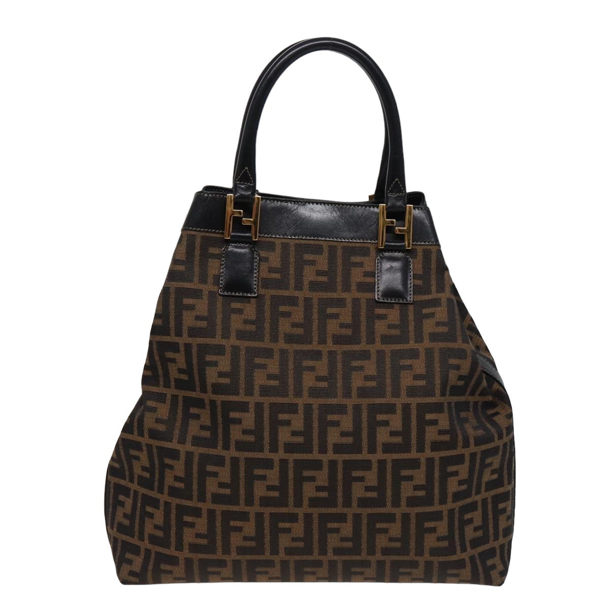 FENDI Zucca Canvas Hand Bag 2way Brown Black ar11997