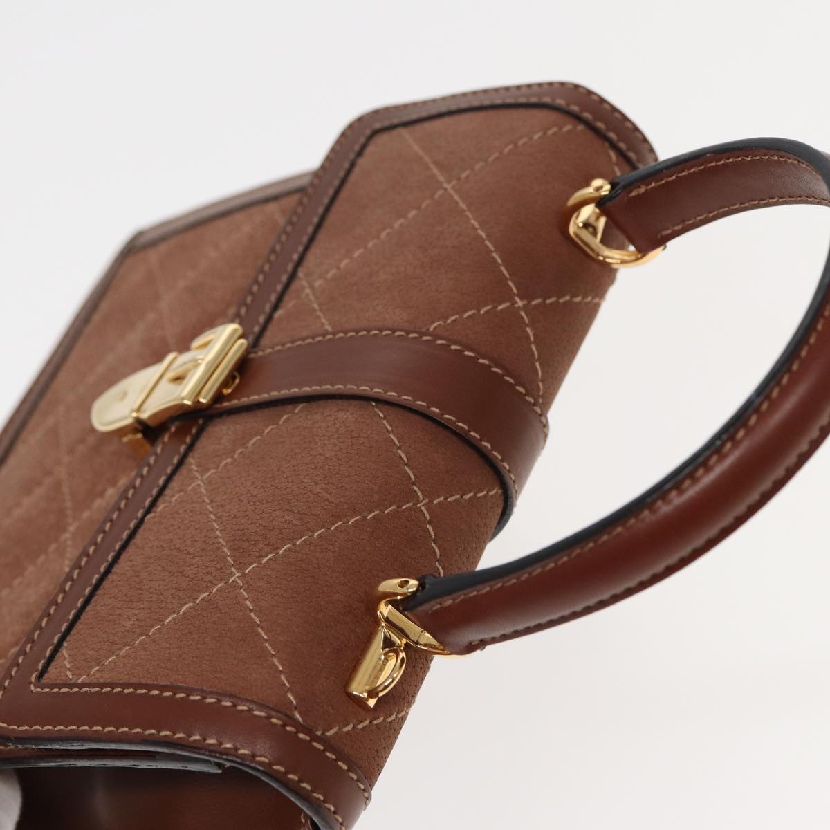 GUCCI Hand Bag Leather 2way Brown ar12027