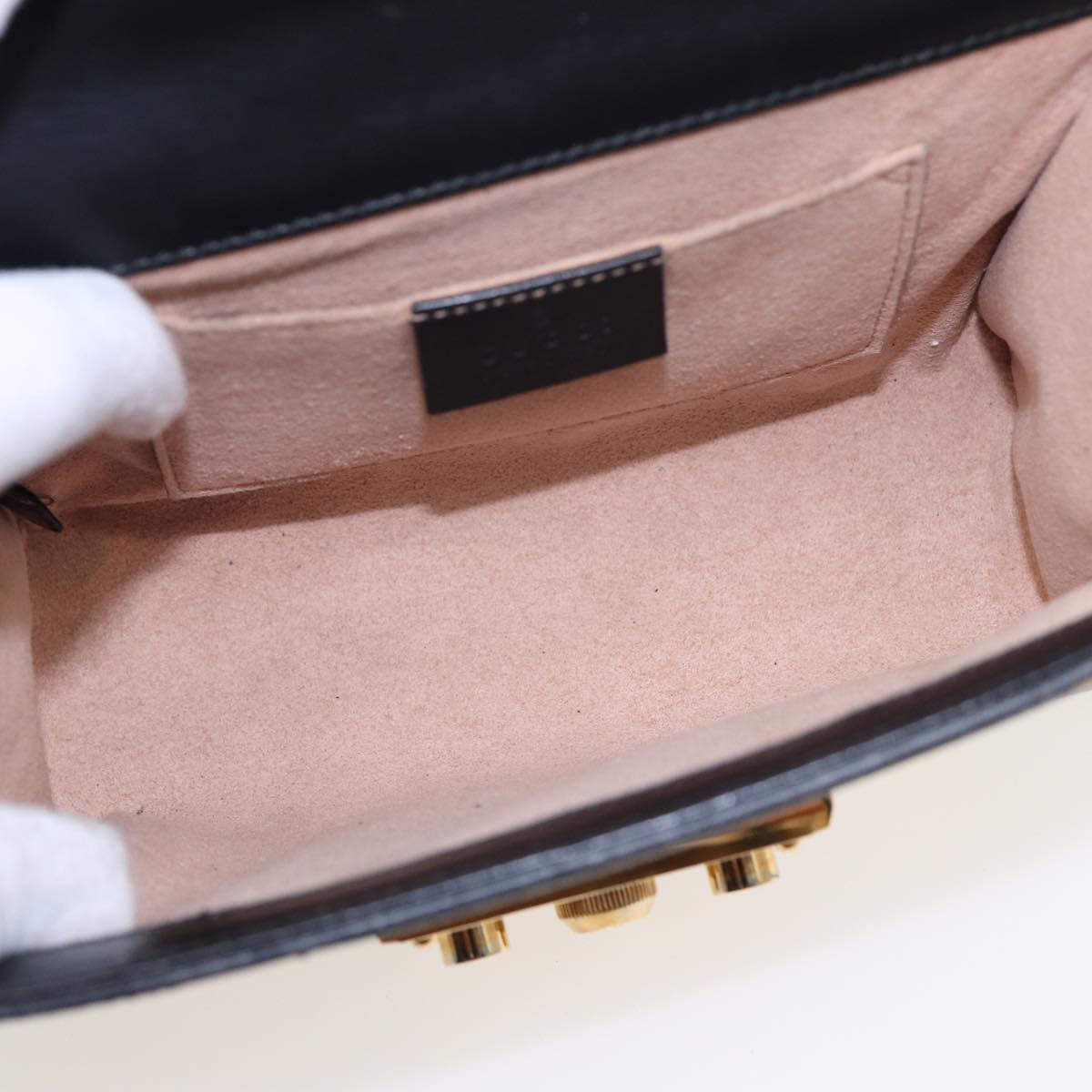 GUCCI Padlock GG Supreme Chain Shoulder Bag PVC Beige 432182 ar12095