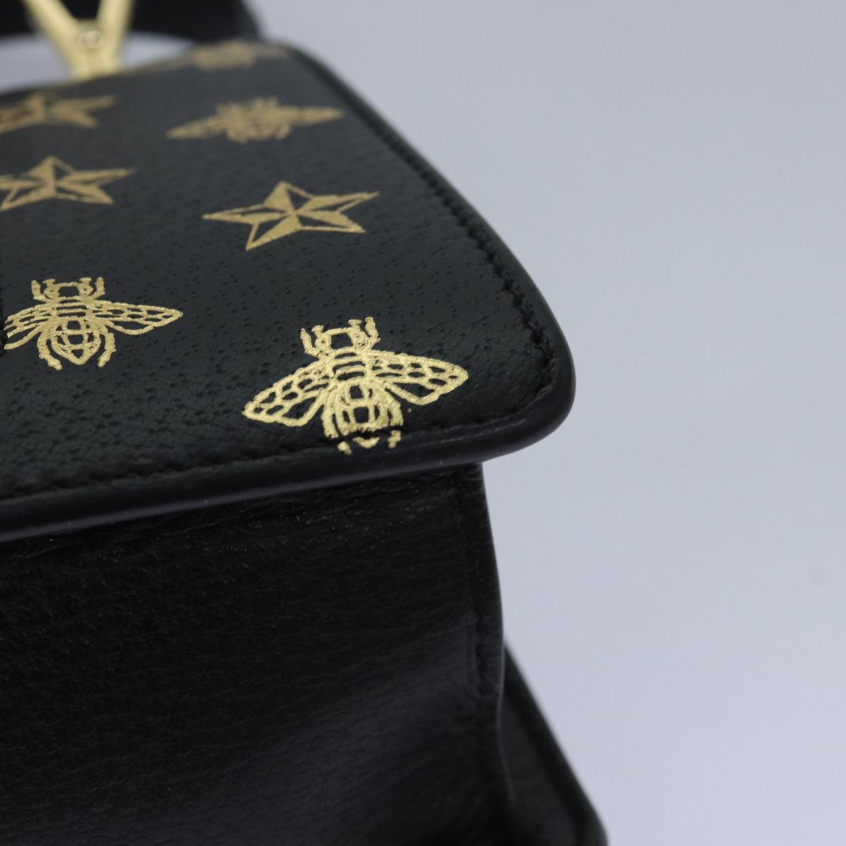 GUCCI Web Sherry Line Silvi Hand Bag Leather Black Red Green 470270 ar12097
