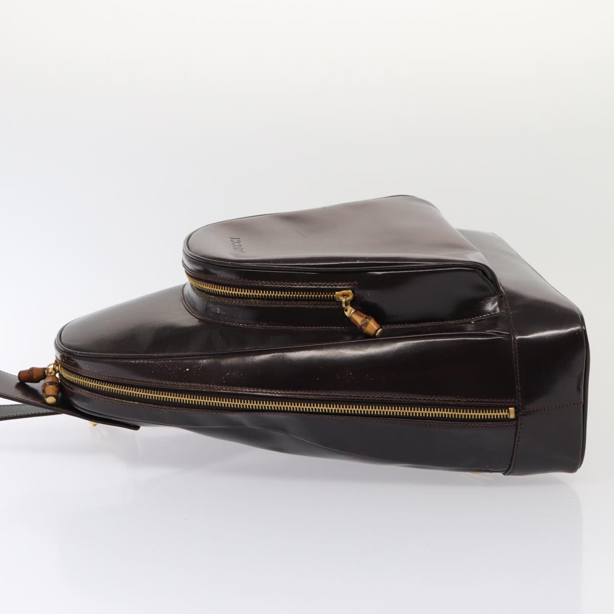 GUCCI Bamboo Body Bag Enamel Brown 003 2113 0027 ar12113
