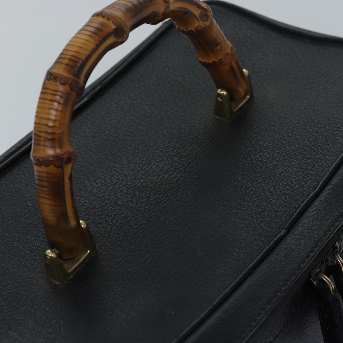 GUCCI Bamboo Vanity Hand Bag Leather 2way Black 013 2122 2491 ar12149