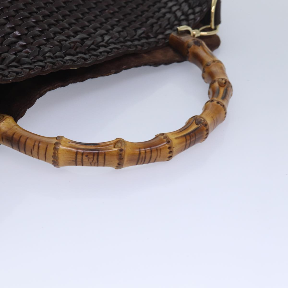 GUCCI Bamboo Hand Bag Leather 2way Brown ar12213