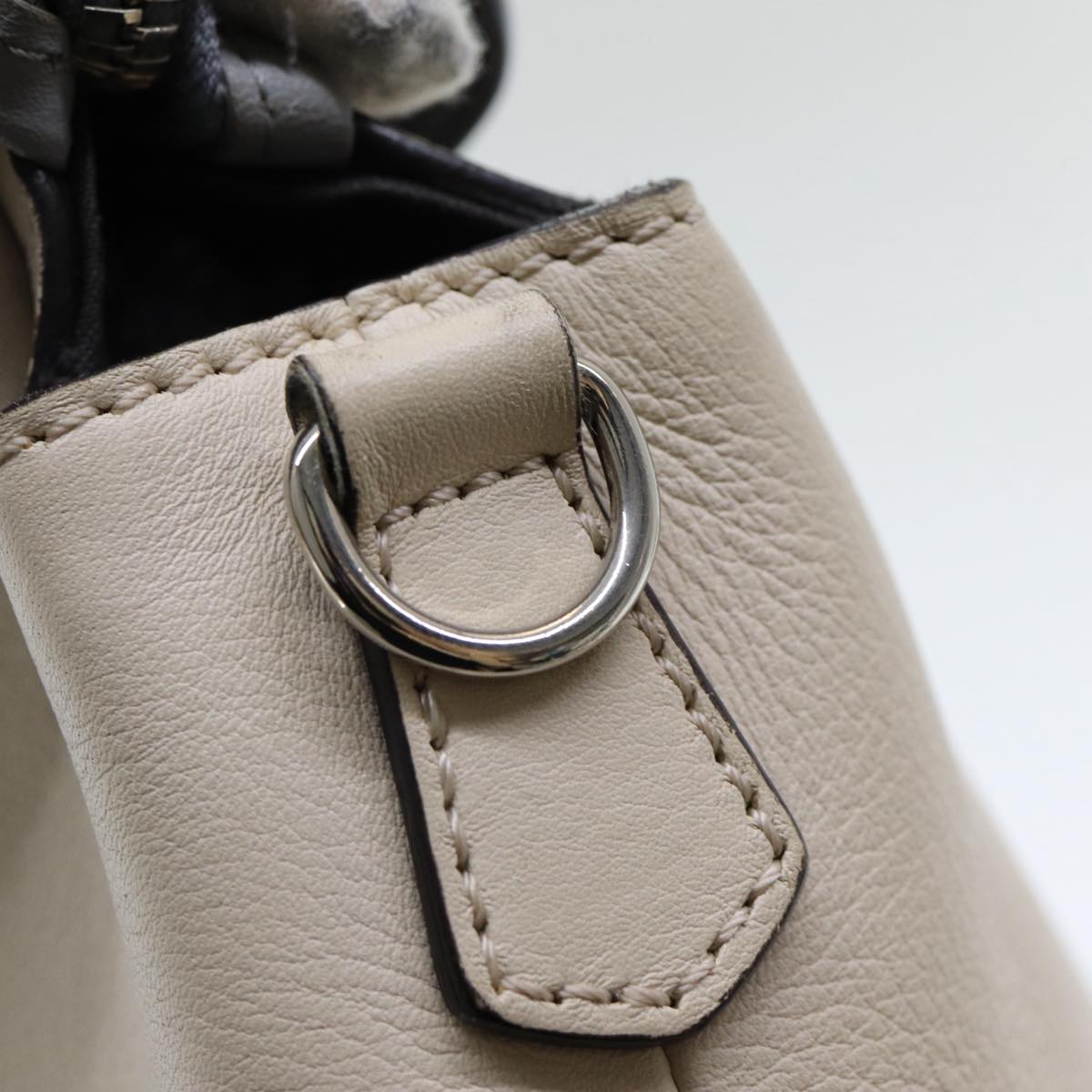 FENDI Hand Bag Leather Beige ar12221