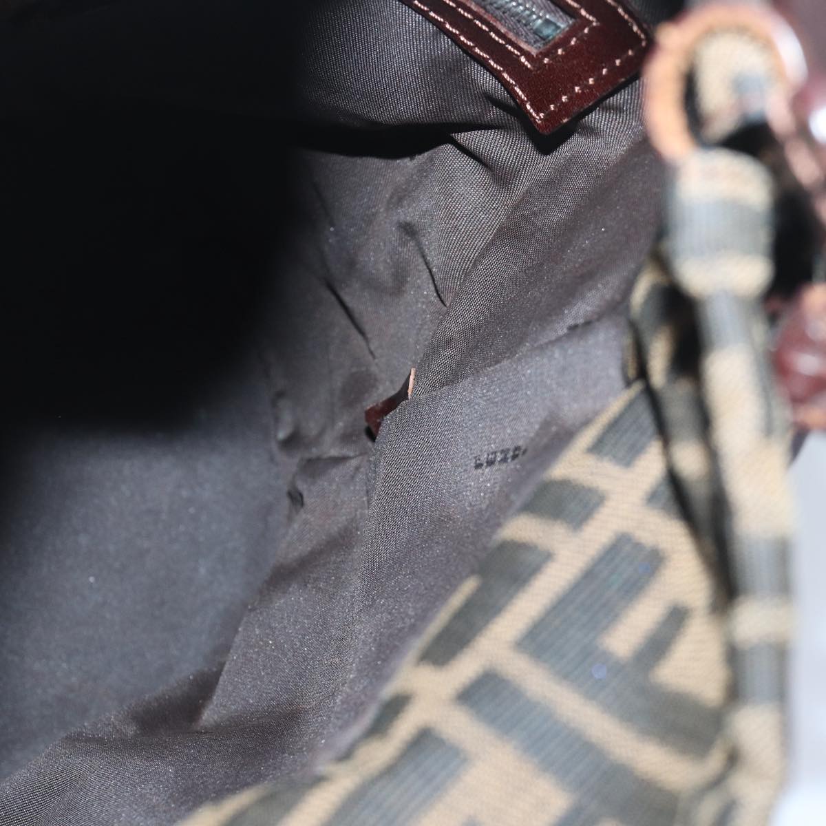FENDI Zucca Canvas Hand Bag Brown Khaki ar12224