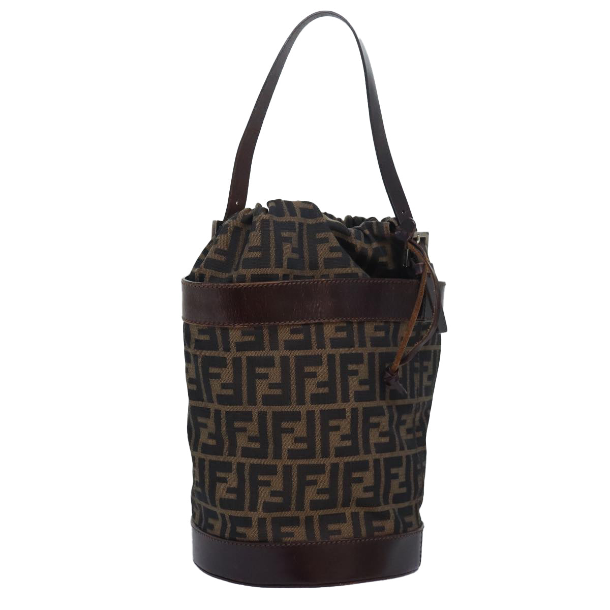 FENDI Zucca Canvas Hand Bag Brown Khaki ar12224