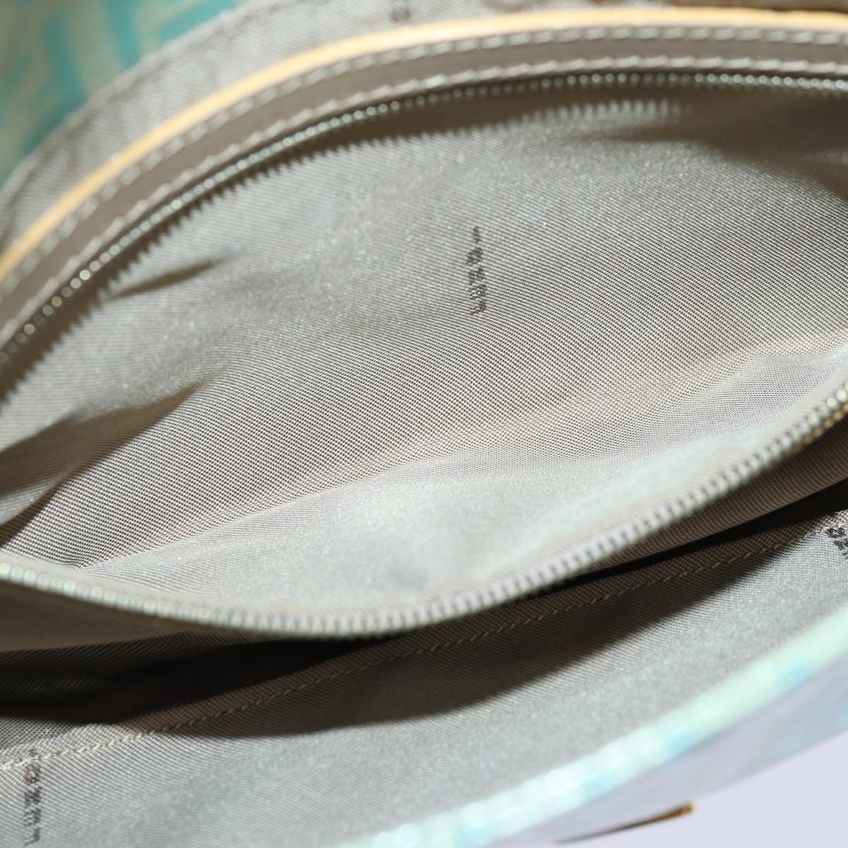 FENDI Zucchino Canvas Mamma Baguette Shoulder Bag Light Blue ar12256