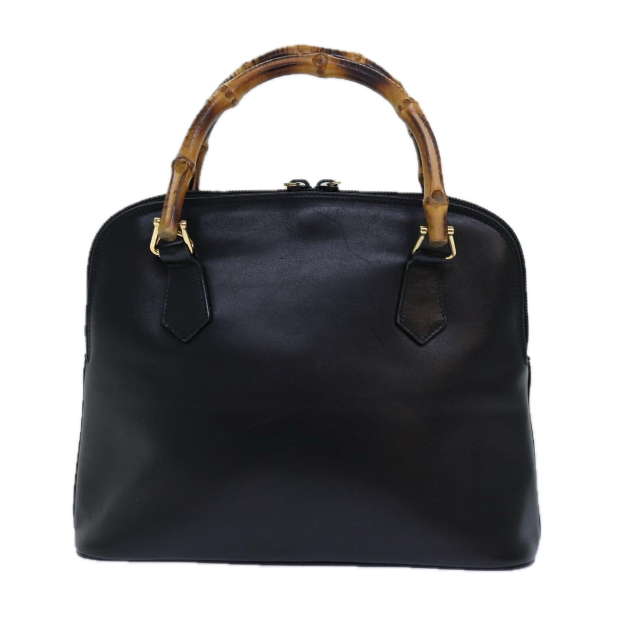 GUCCI Bamboo Hand Bag Leather 2way Black 000 1046 0290 ar12273
