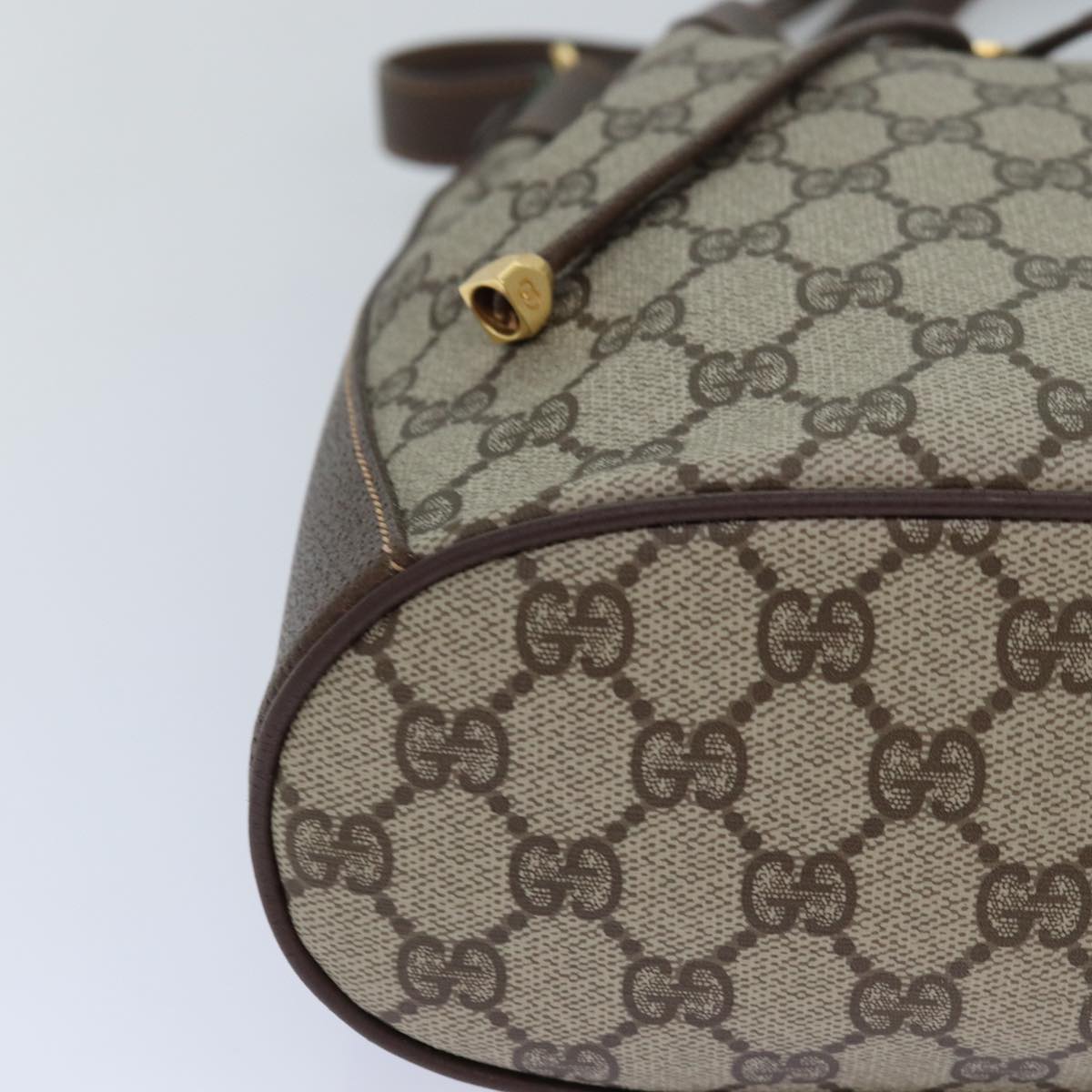 GUCCI GG Supreme Web Sherry Line Shoulder Bag PVC Beige 164 02 034 ar12279