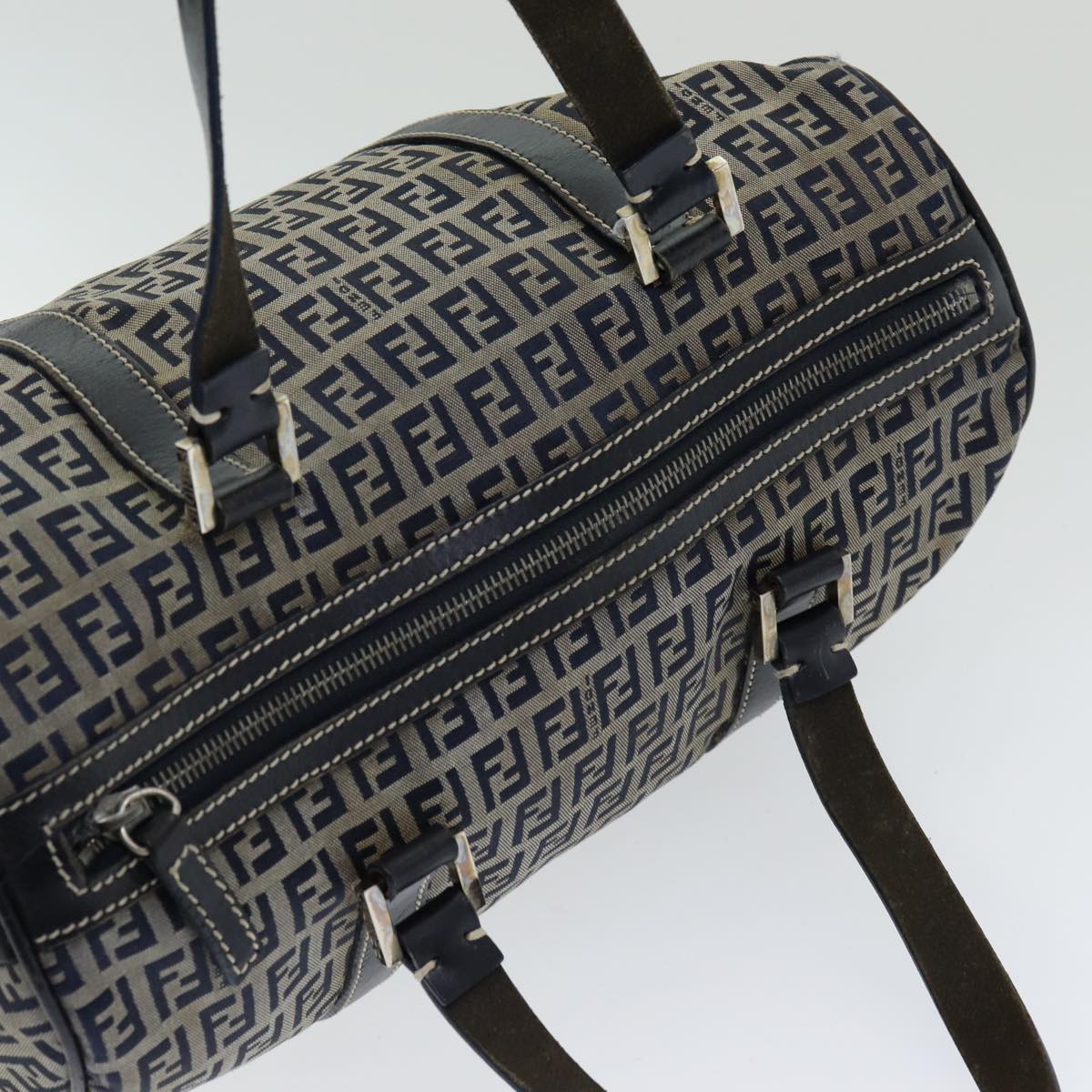 FENDI Zucchino Canvas Hand Bag Navy ar12302
