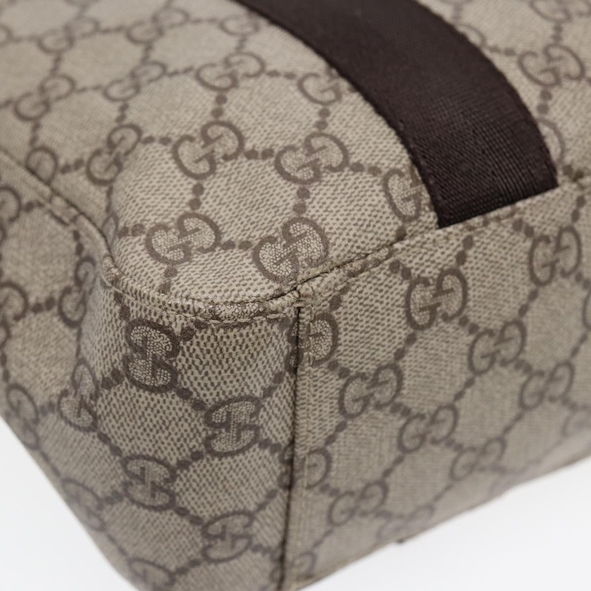GUCCI GG Supreme Hand Bag PVC Leather Beige 141976 ar12304