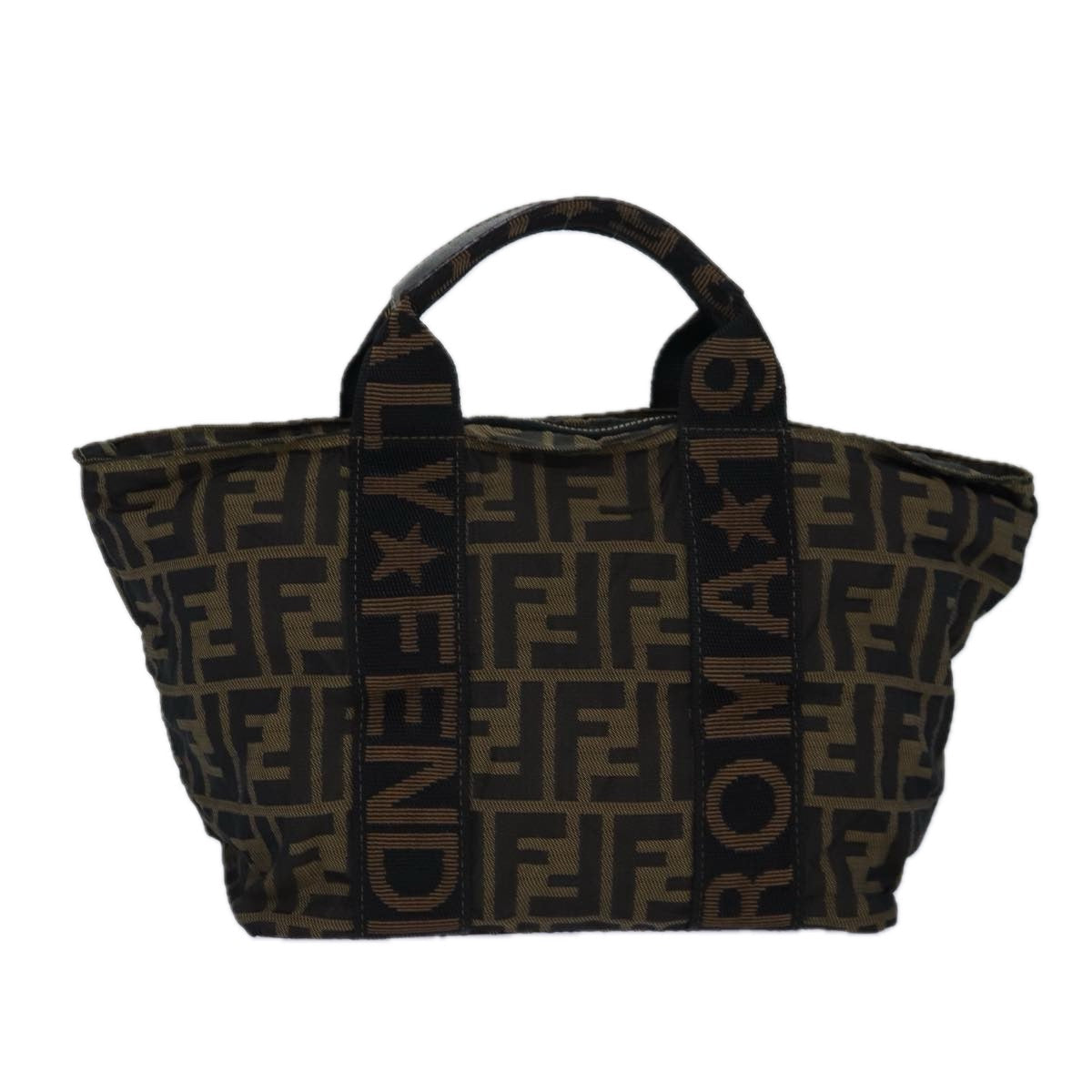FENDI Zucca Canvas Hand Bag Brown Black ar12317