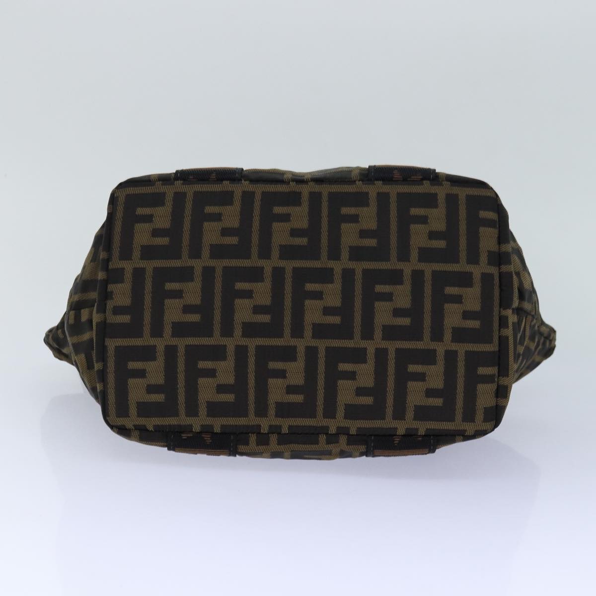 FENDI Zucca Canvas Hand Bag Brown Black ar12317