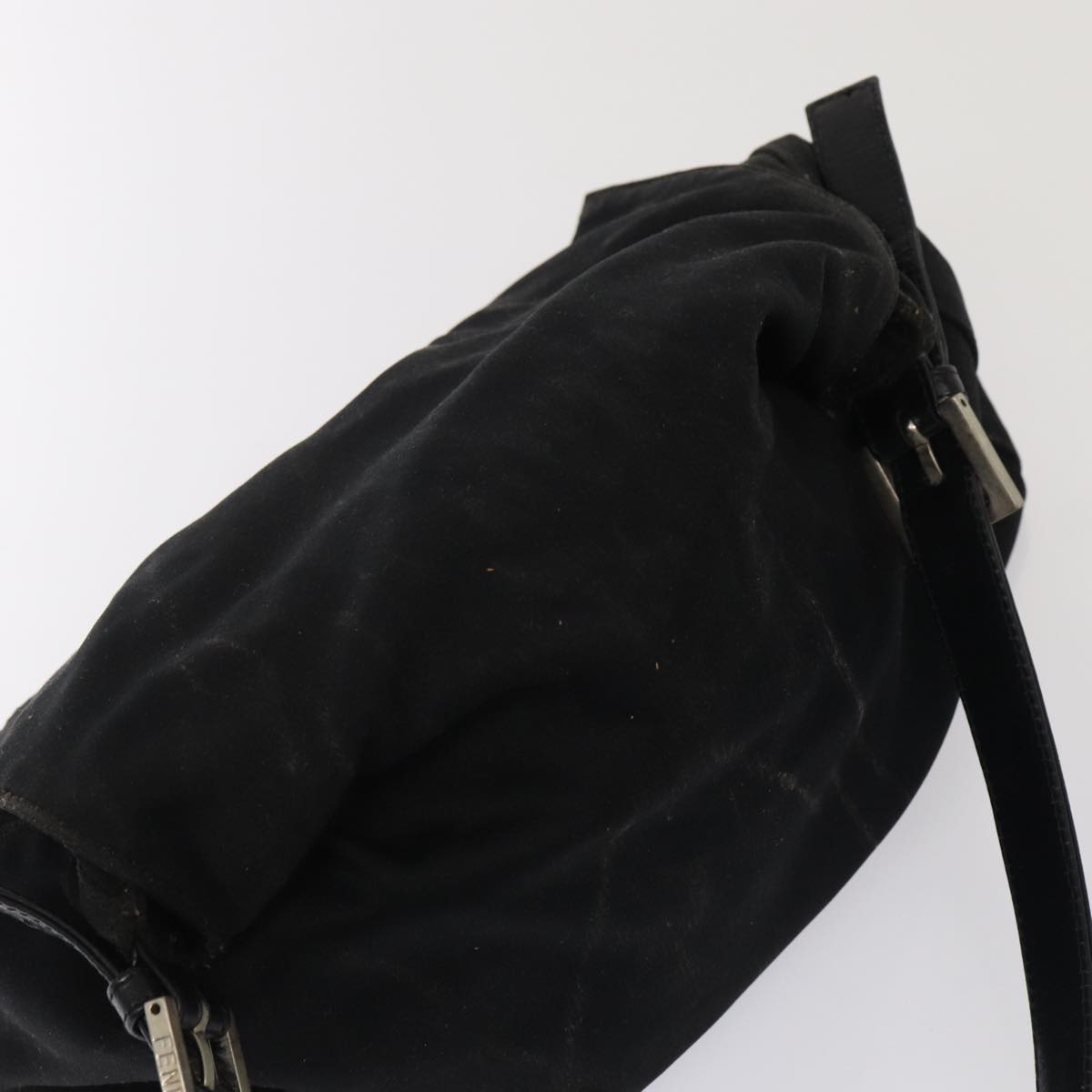 FENDI Mamma Baguette Shoulder Bag Nylon Black ar12319