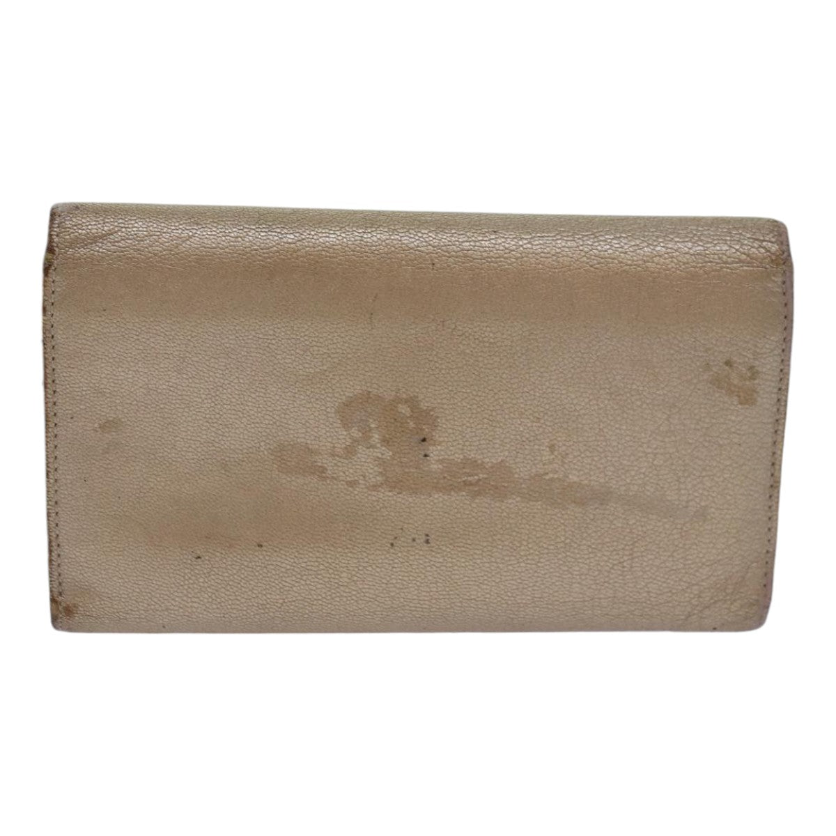 CHANEL COCO Mark Wallet Leather Beige Silver CC ar12390