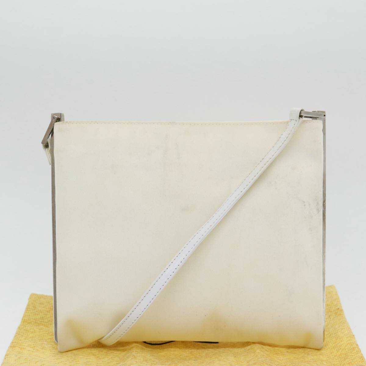 FENDI Shoulder Bag Nylon White Silver ar12395