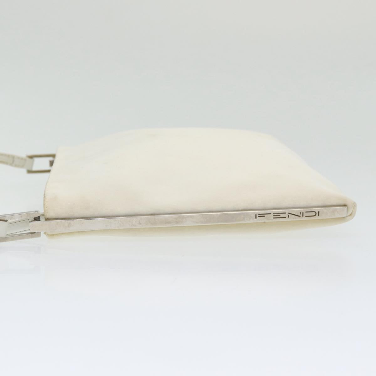 FENDI Shoulder Bag Nylon White Silver ar12395