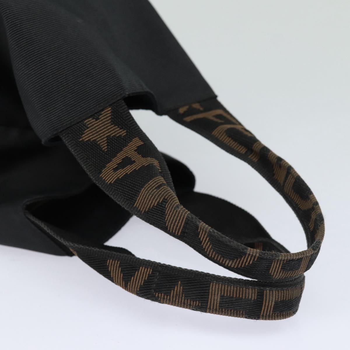 FENDI Hand Bag Nylon Black Gold ar12398