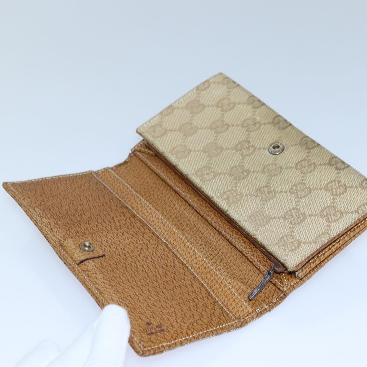 GUCCI GG Canvas Long Wallet Beige ar12451