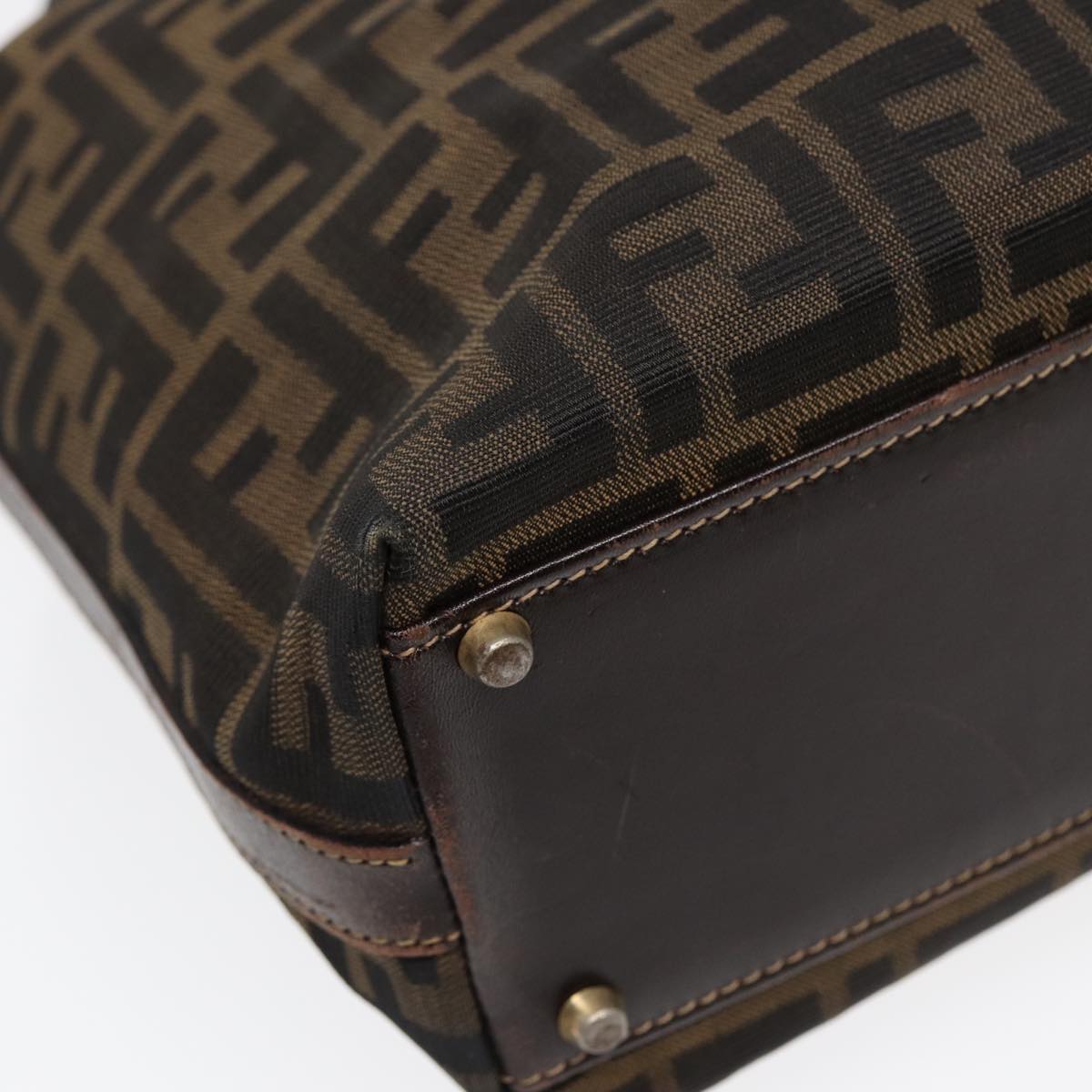 FENDI Zucca Canvas Hand Bag 2way Brown Black gold ar12498